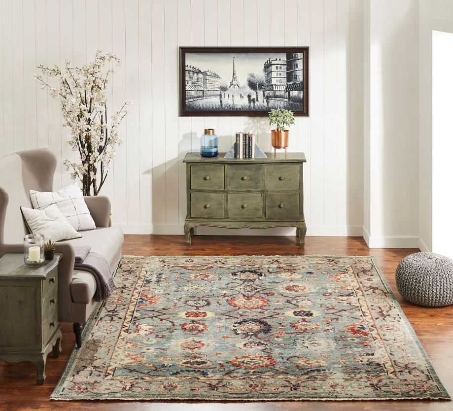 Ancient Boundaries Lily LIL-07 Pale Blues/Multi Area Rug Lifestyle Image Feature