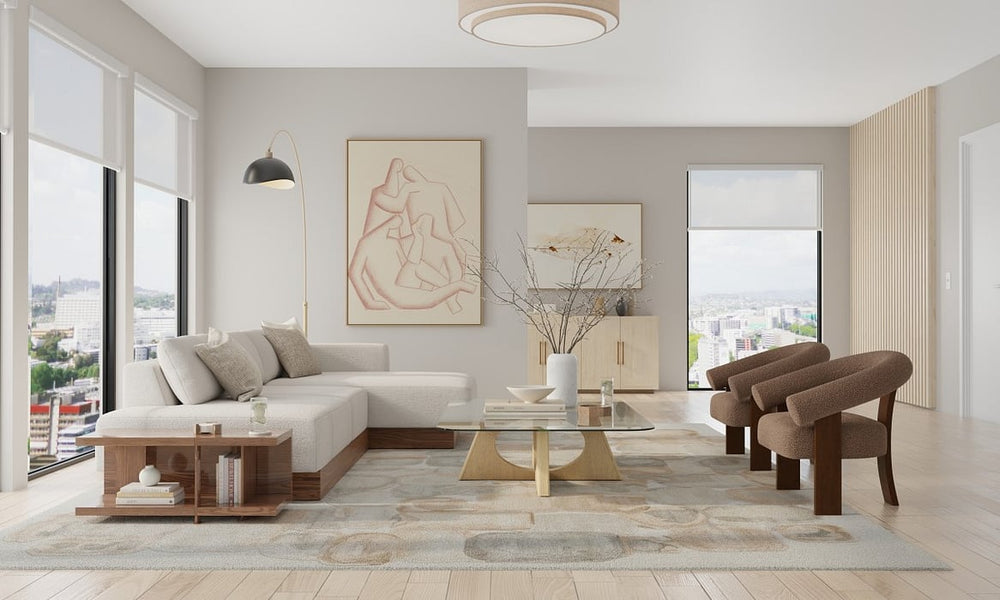 Feizy Kendall 8A61F Tan/Gray/Ivory Area Rug Room Scene Feature