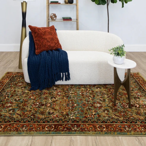 Karastan Spice Market Tigris Aquamarine under couch Feature