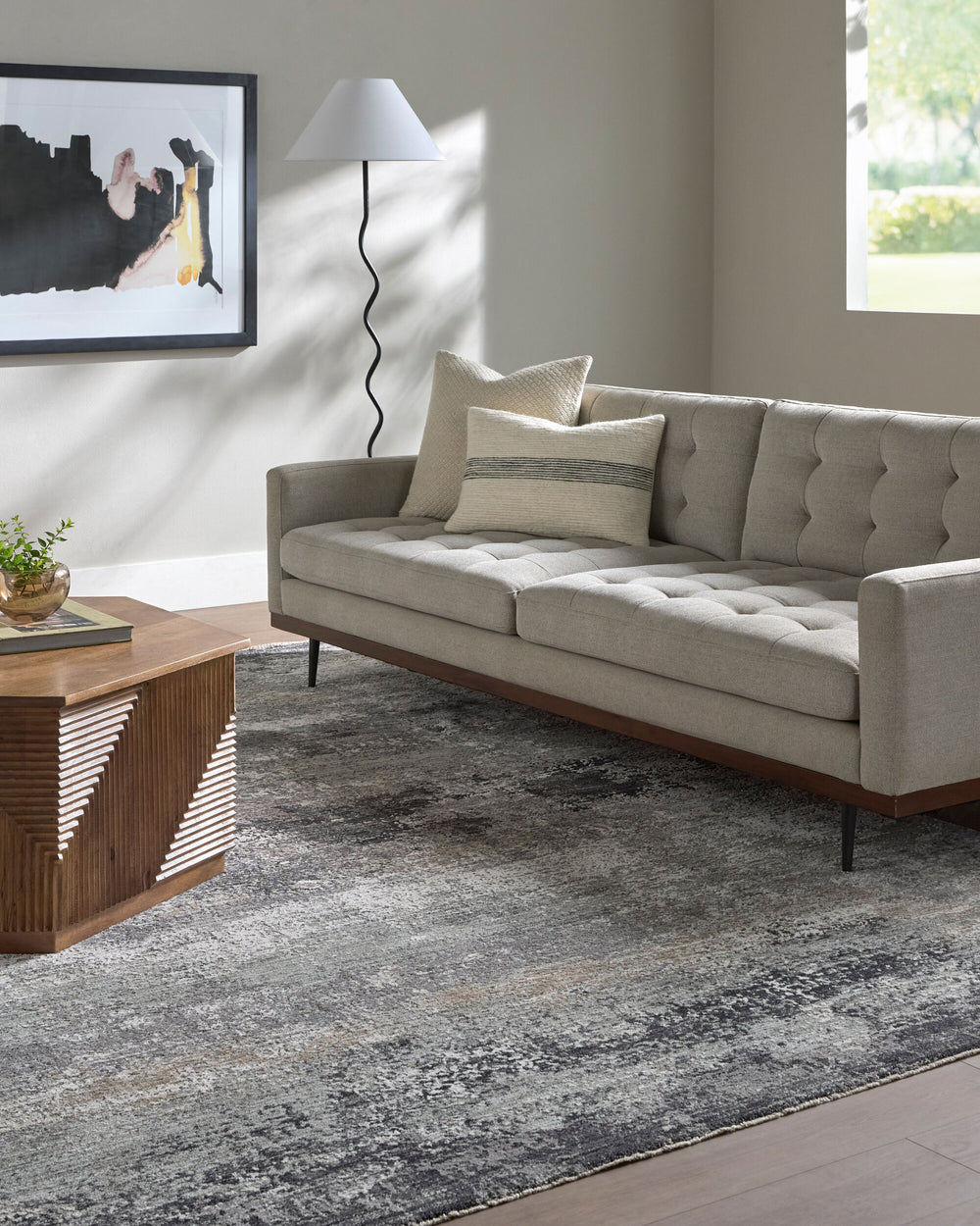 Livabliss Gakko GKK-2305 Medium Gray Area Rug Room Scene Feature