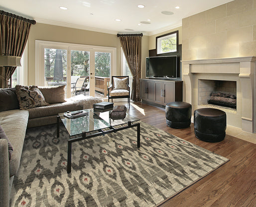 Oriental Weavers Highlands 6301E Ivory/Grey Area Rug Room Scene Featured