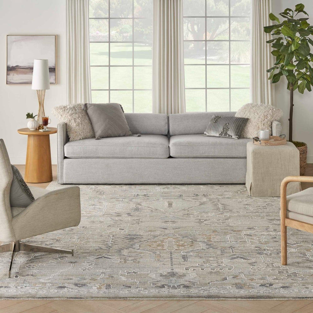 Nourison Nyle NYE02 Ivory Taupe Area Rug Room Scene Feature