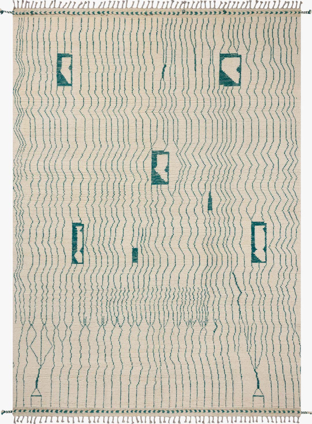 Loloi Pak Morrocan One-of-a-Kinds Ivory/Teal Area Rug