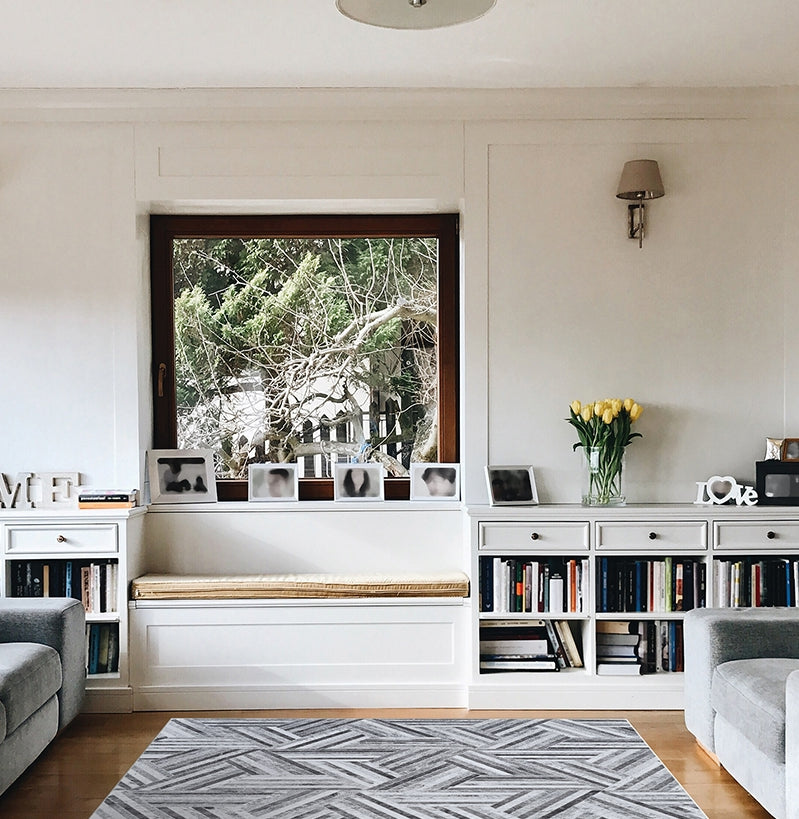 Couristan Prairie Archetype Grey Black Area Rug Lifestyle Image Feature