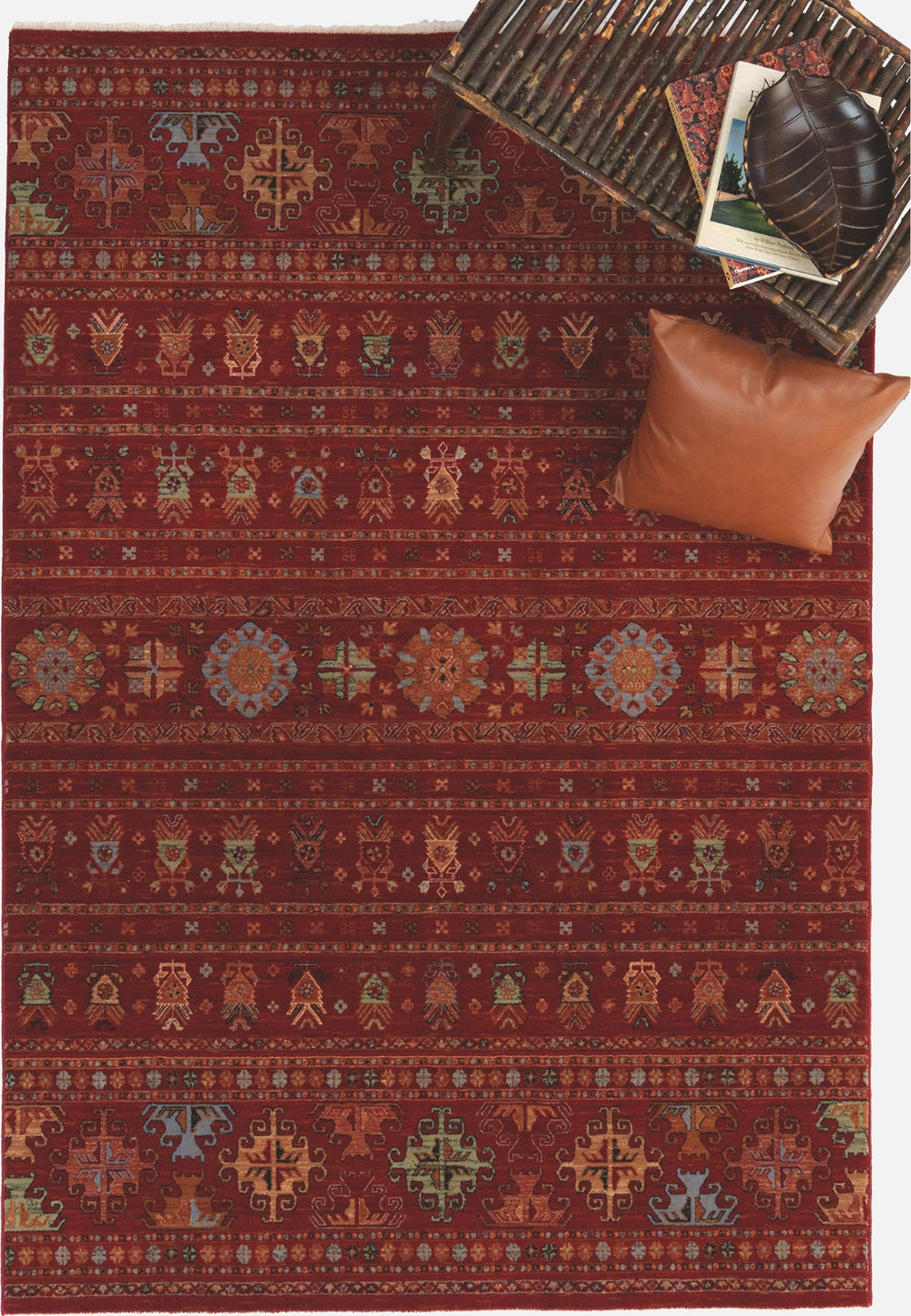 Capel Kindred-Kilim 3459 Claret Area Rug Rectangle Roomshot Image 1 Feature