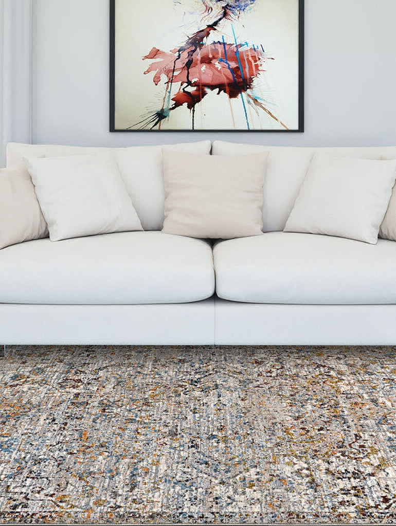 Couristan Luxor Antique Tabriz Ivory/Gold Area Rug Lifestyle Image Feature