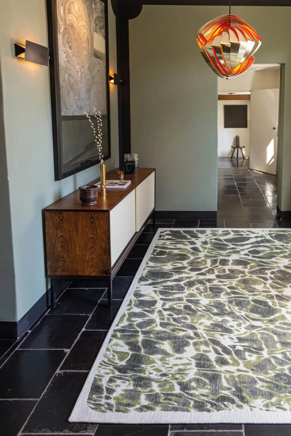 Louis De Poortere Meditation Swim 9354 River Area Rug Lifestyle Image Feature