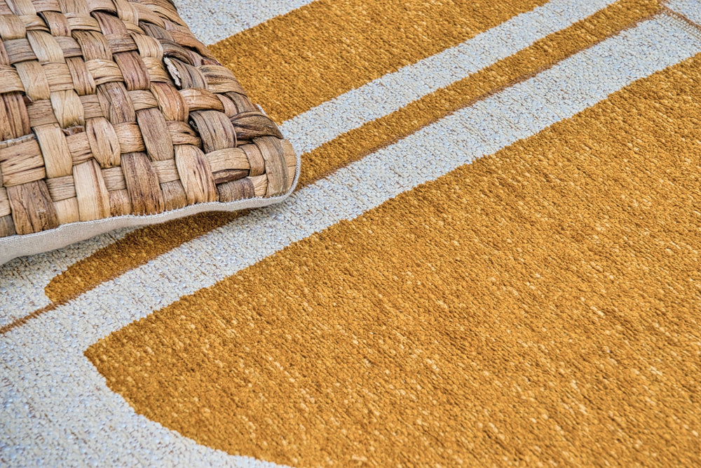 Louis De Poortere Craft Papercut 9367 Curry Area Rug Lifestyle Image Feature