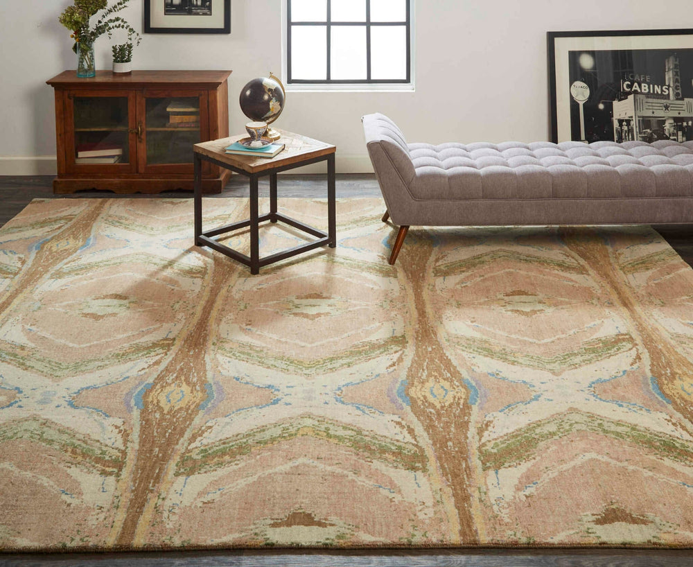 Havila Fine Rugs Lithol H1479 Blush/Sage Area Rug Lifestyle Image Feature