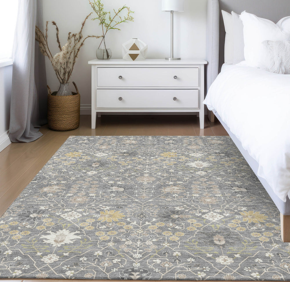Piper Looms Chantille Traditional ACN1009 Gray Machine Washable Area Rug Lifestyle Image Feature