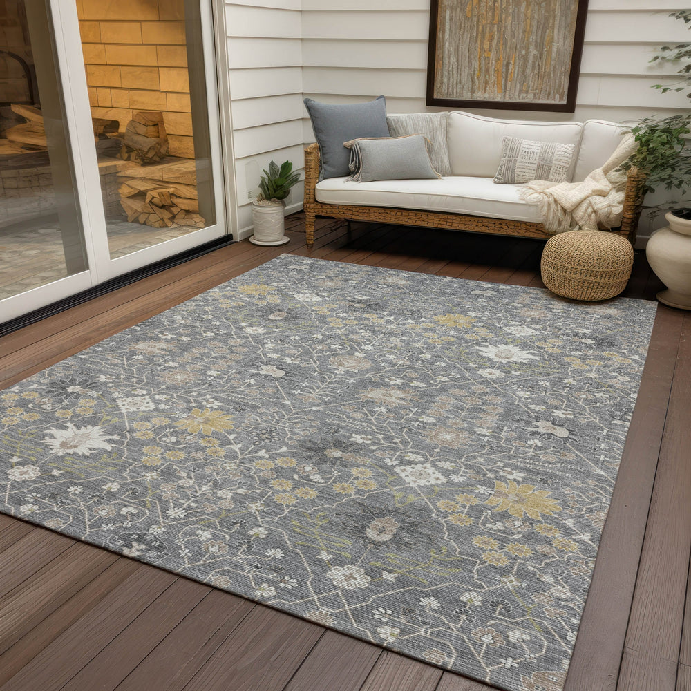 Piper Looms Chantille Traditional ACN1009 Gray Machine Washable Area Rug Outdoor Lifestyle Image Feature