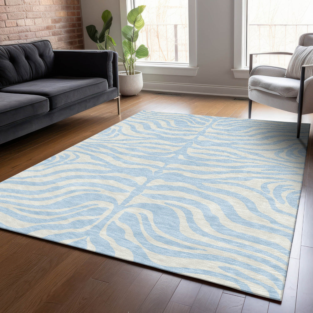 Piper Looms Chantille Animal Print ACN1042 Sky Machine Washable Area Rug Lifestyle Image Feature