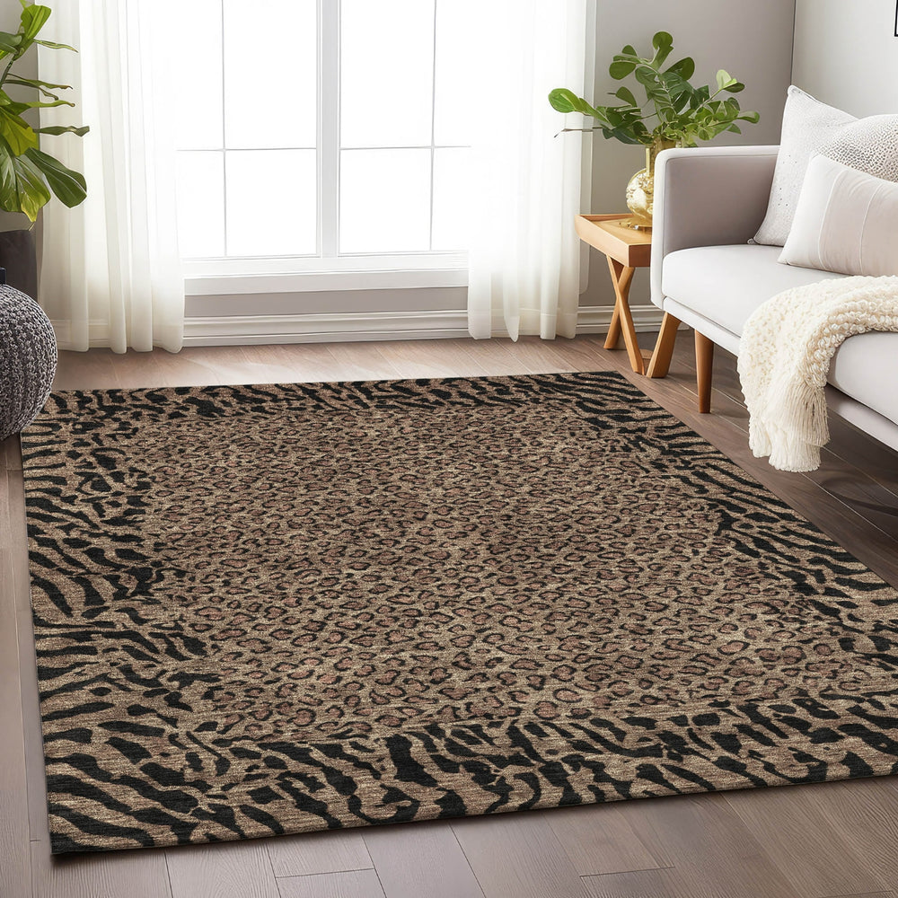 Piper Looms Chantille Animal Skin ACN1230 Brown Machine Washable Area Rug Lifestyle Image Feature
