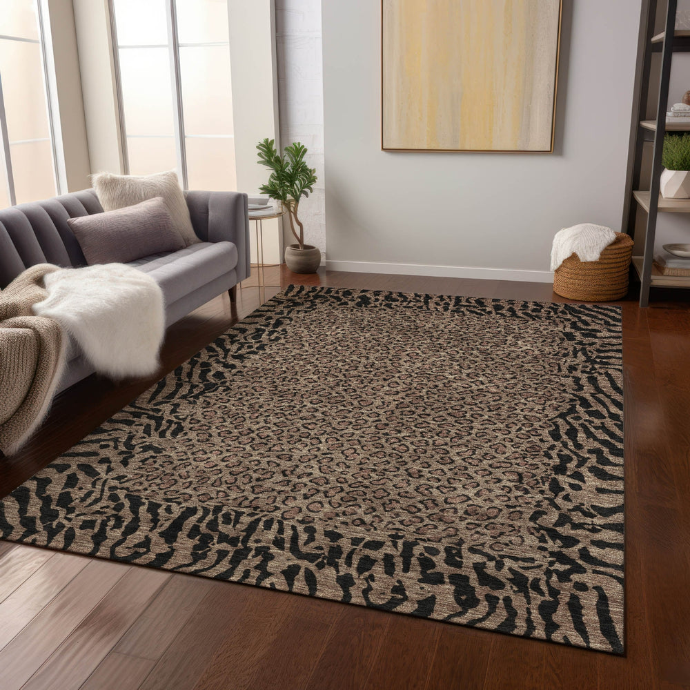 Piper Looms Chantille Animal Skin ACN1230 Brown Machine Washable Area Rug Lifestyle Image Feature