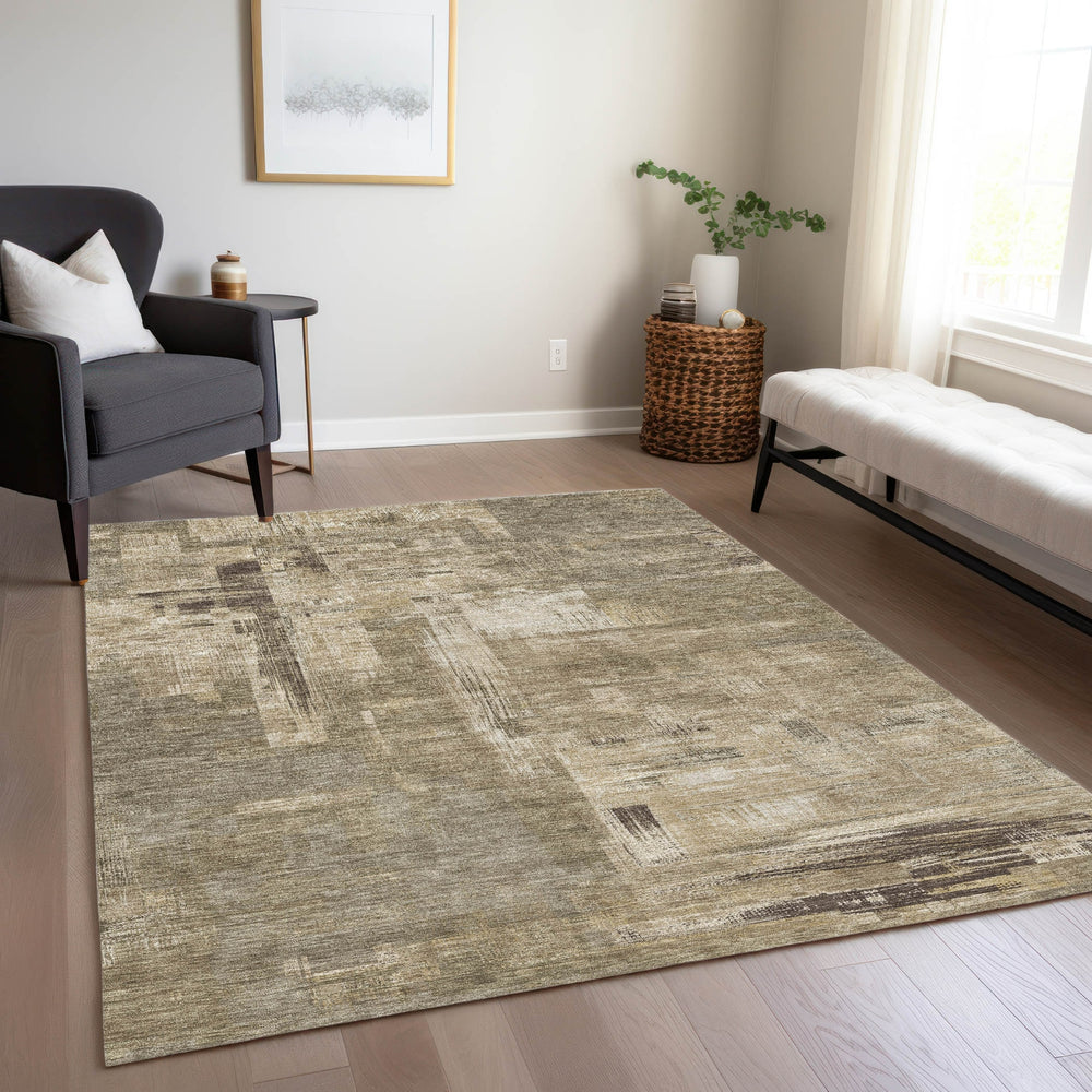 Piper Looms Chantille Blocks ACN1341 Mocha Machine Washable Area Rug Lifestyle Image Feature