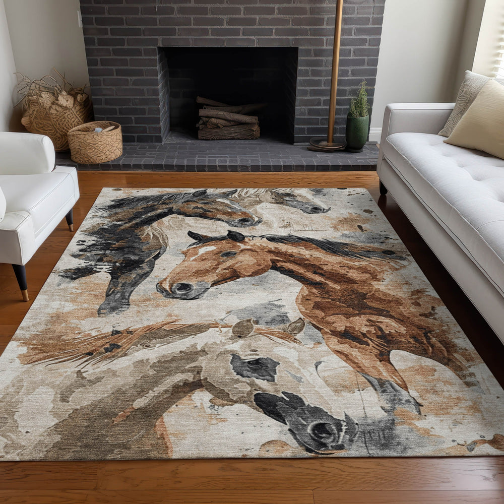 Piper Looms Chantille Animal ACN1720 Beige Machine Washable Area Rug Lifestyle Image Feature
