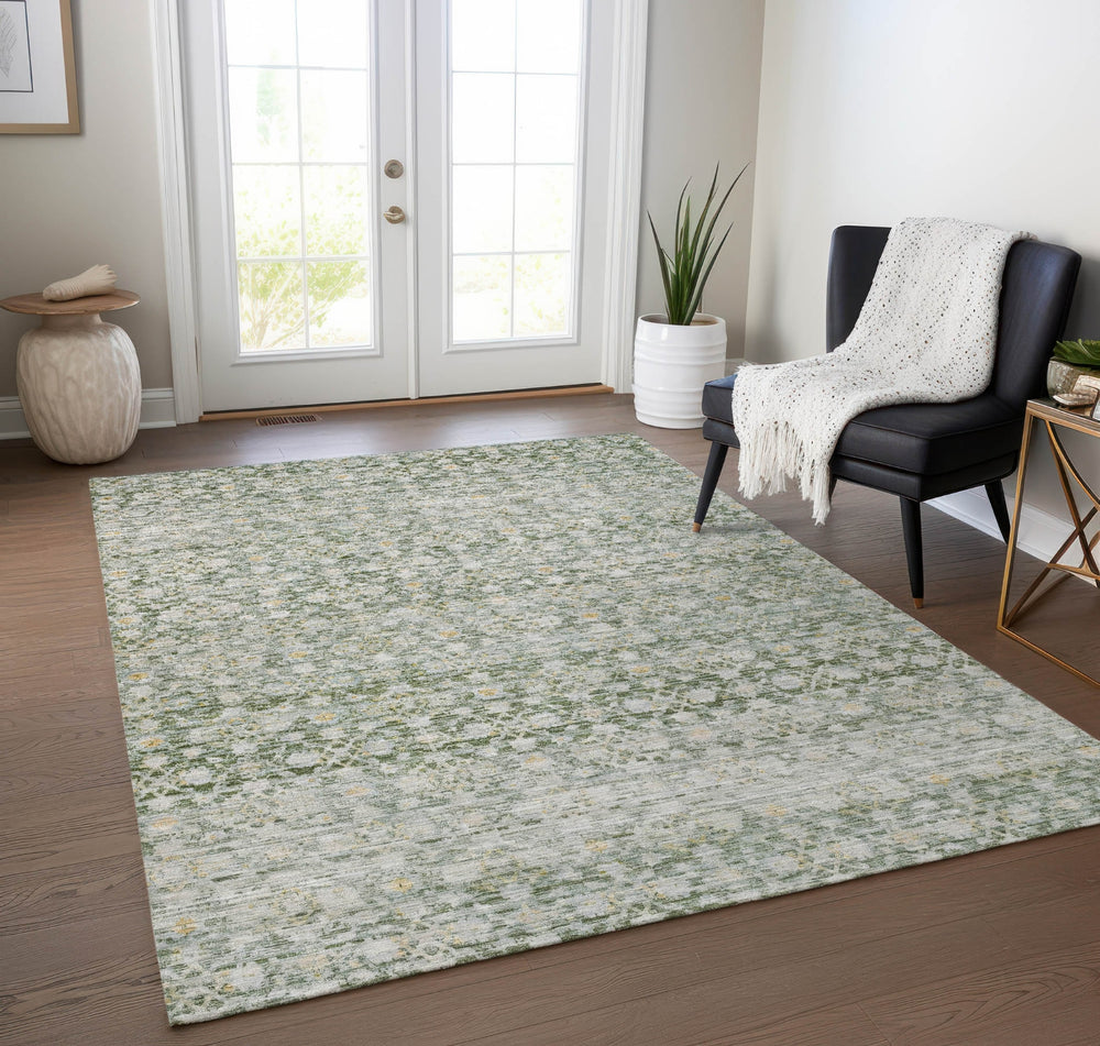 Piper Looms Chantille Stripe ACN1747 Green Machine Washable Area Rug Lifestyle Image Feature