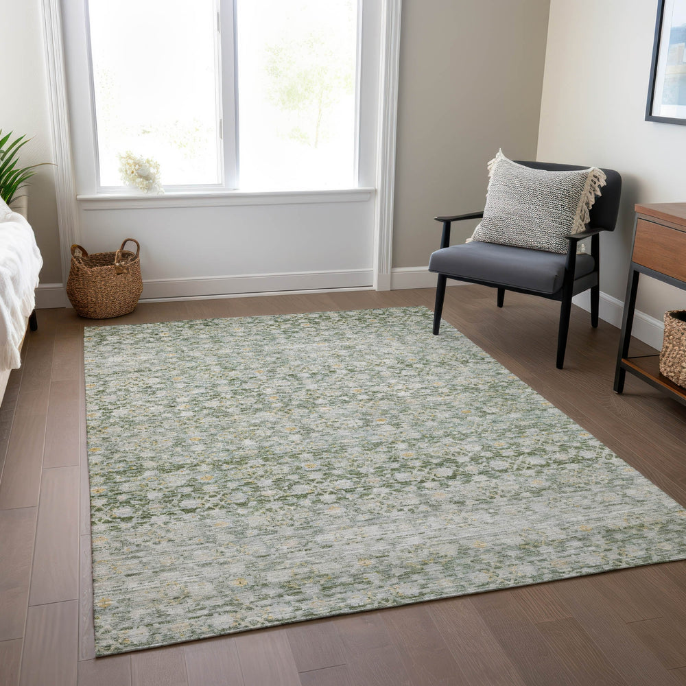 Piper Looms Chantille Stripe ACN1747 Green Machine Washable Area Rug Lifestyle Image Feature