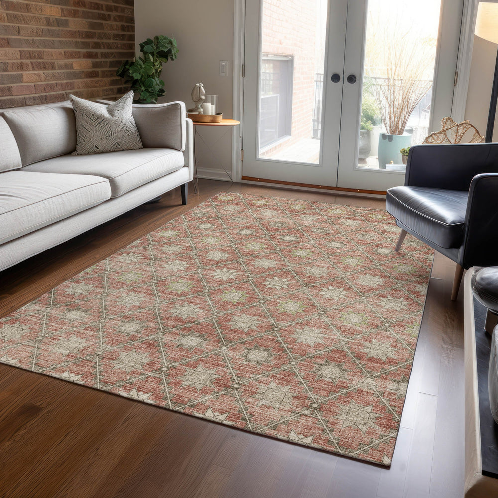 Piper Looms Chantille Lattice ACN1858 Terracotta Machine Washable Area Rug Lifestyle Image Feature