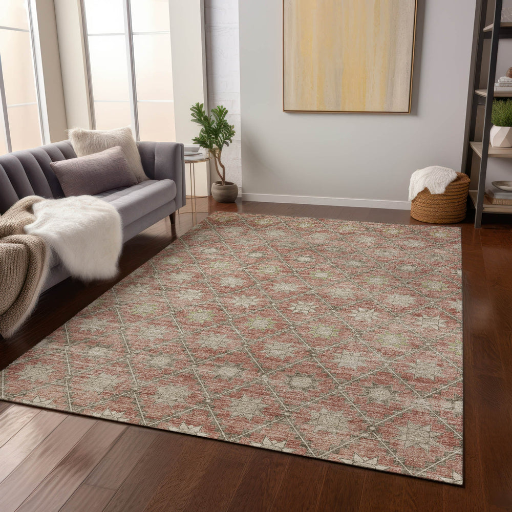 Piper Looms Chantille Lattice ACN1858 Terracotta Machine Washable Area Rug Lifestyle Image Feature