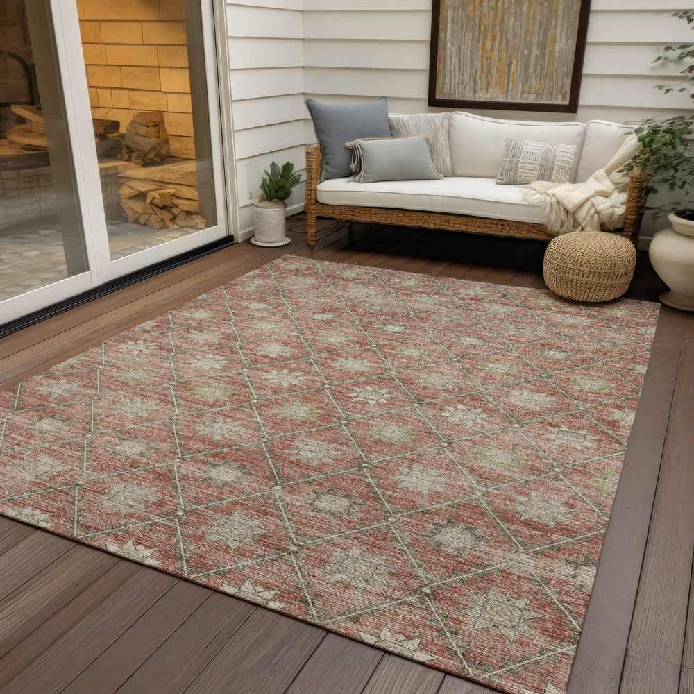 Piper Looms Chantille Lattice ACN1858 Terracotta Machine Washable Area Rug Outdoor Lifestyle Image Feature