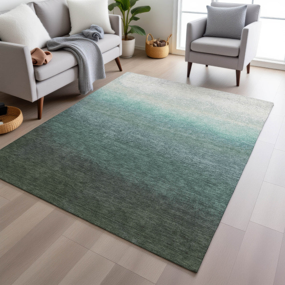 Piper Looms Chantille Ombre ACN2012 Seafoam Machine Washable Area Rug Lifestyle Image Feature
