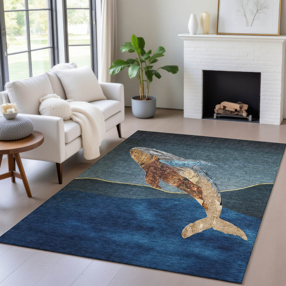 Piper Looms Chantille Coastal ACN2078 Blue Machine Washable Area Rug Lifestyle Image Feature
