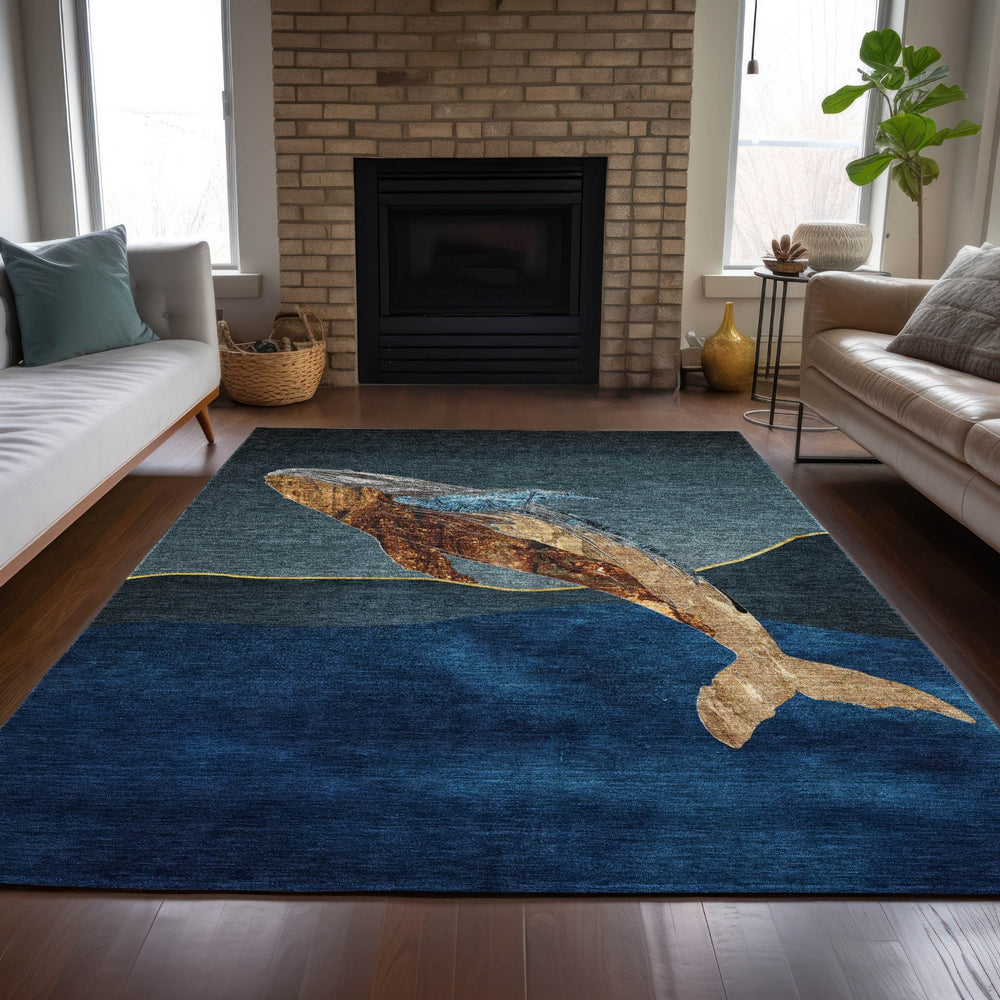 Piper Looms Chantille Coastal ACN2078 Blue Machine Washable Area Rug Lifestyle Image Feature