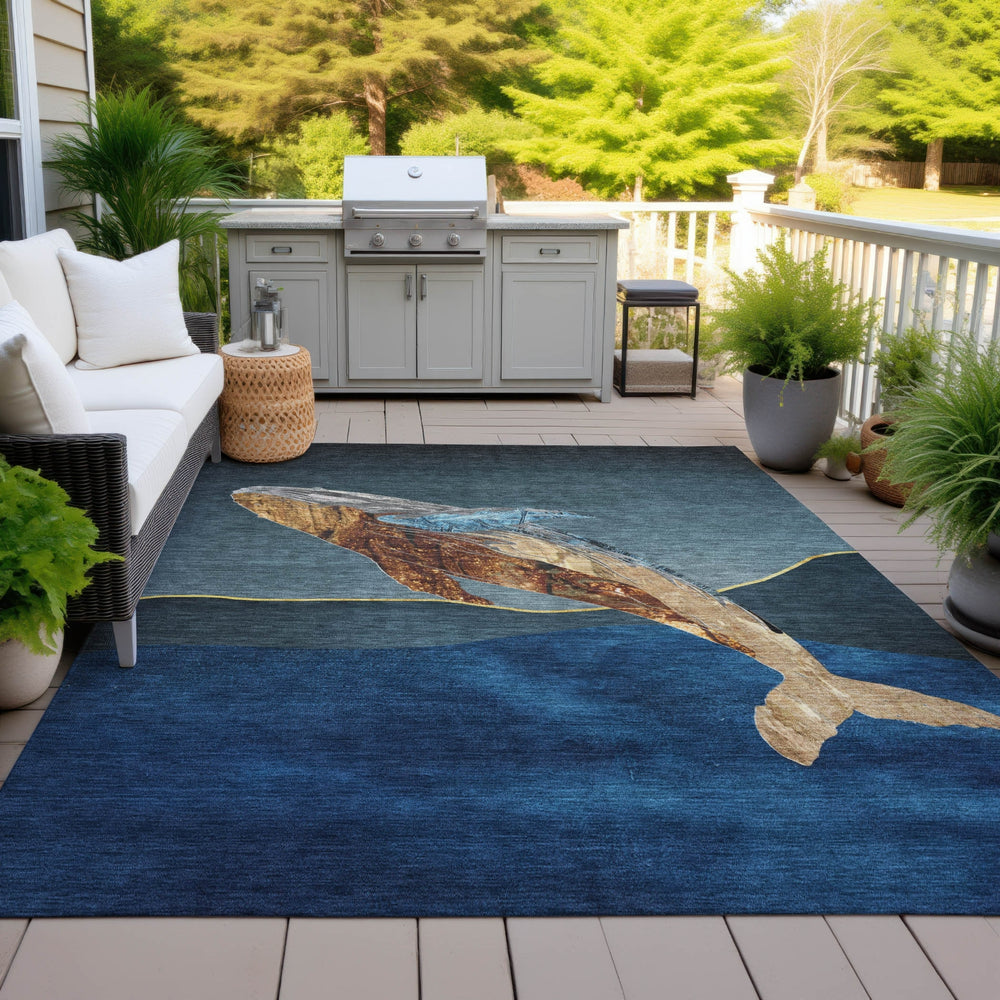 Piper Looms Chantille Coastal ACN2078 Blue Machine Washable Area Rug Outdoor Lifestyle Image Feature