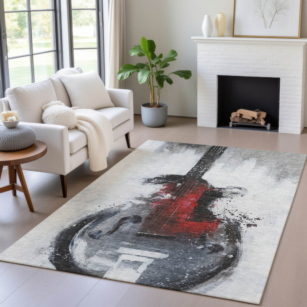 Piper Looms Chantille Music ACN2091 Gray Machine Washable Area Rug Lifestyle Image Feature
