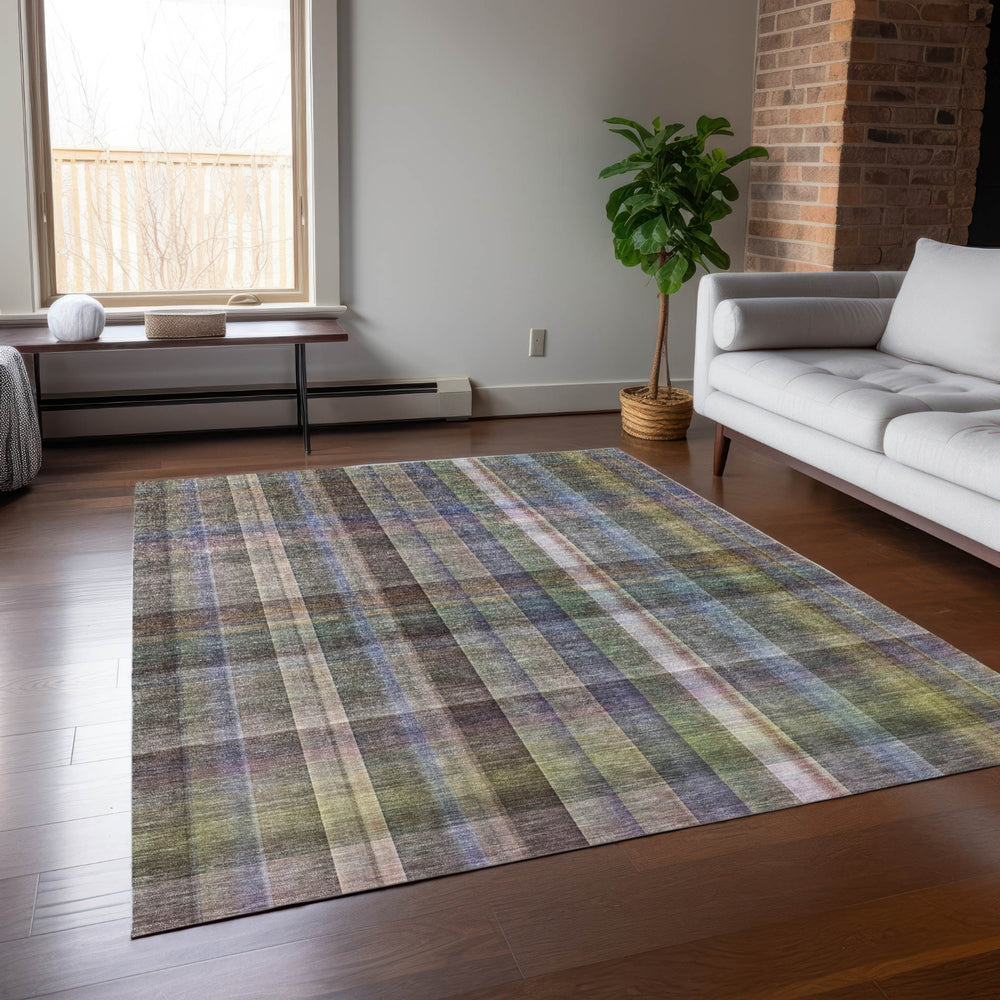 Piper Looms Chantille Plaid ACN534 Pewter Area Rug - Featured