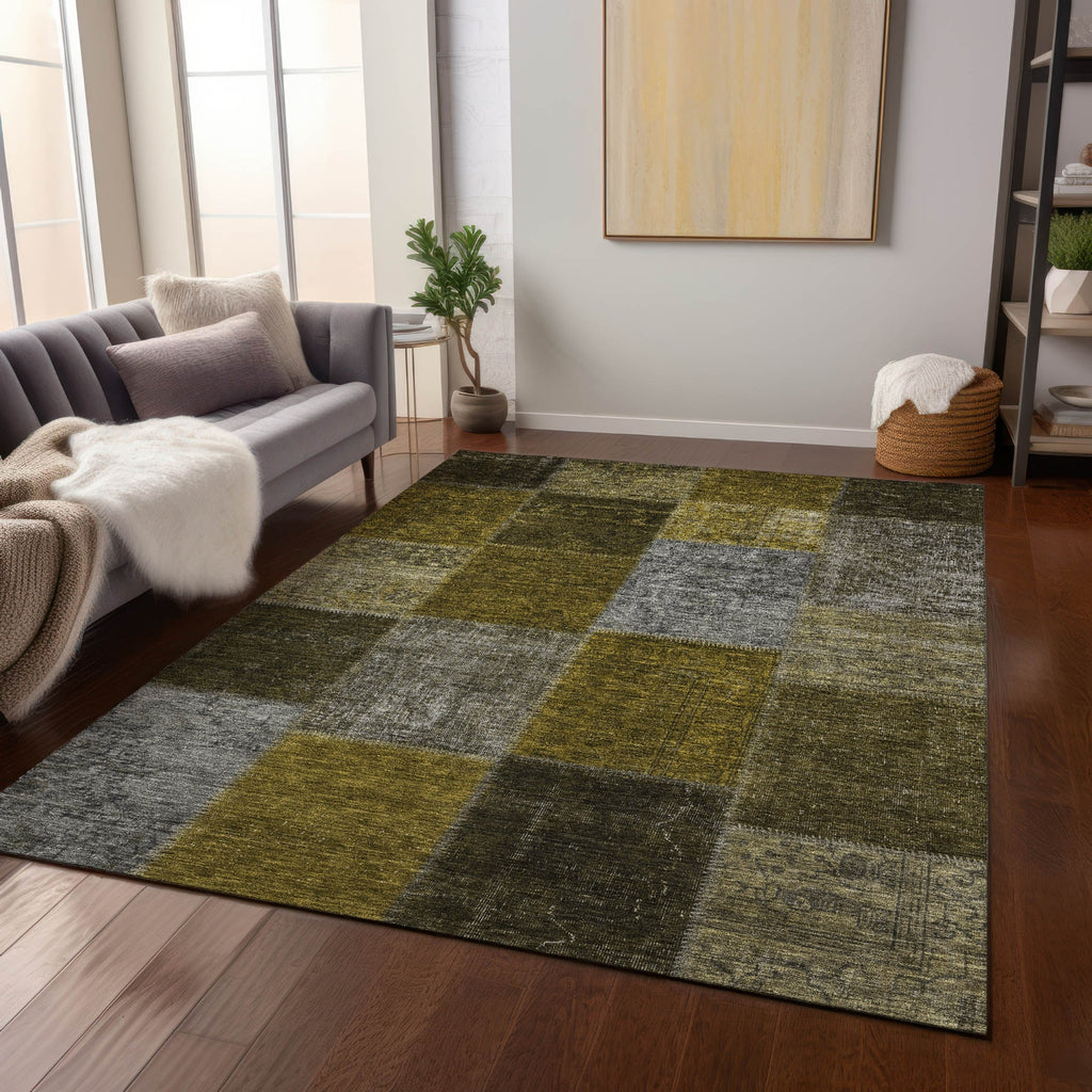 Piper Looms Chantille Patchwork ACN663 Mocha Area Rug Lifestyle Image Feature