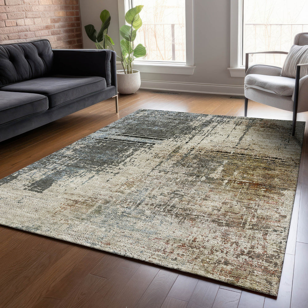 Piper Looms Chantille Modern ACN797 Beige Machine Washable Area Rug Lifestyle Image Feature