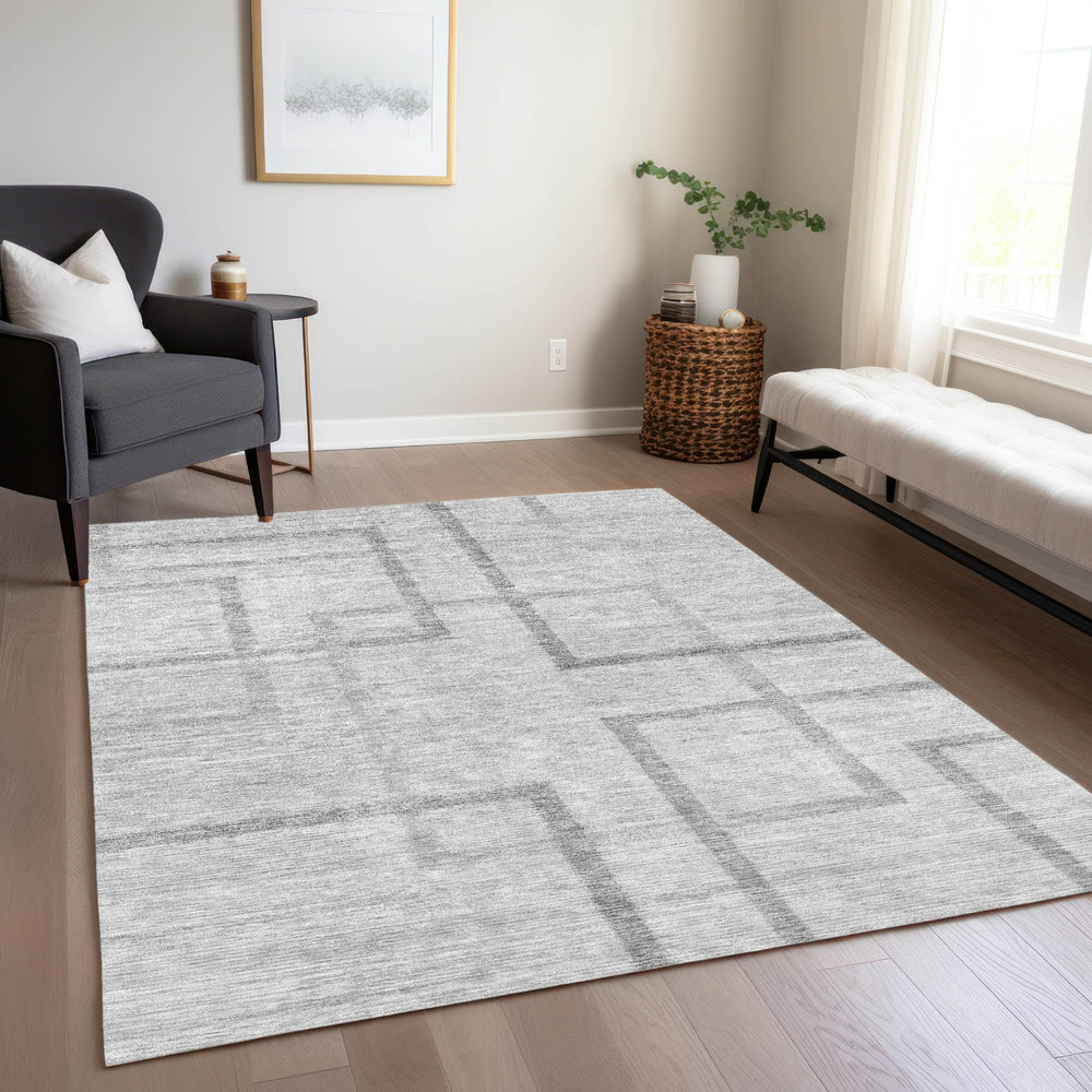 Piper Looms Chantille Geometric ACN827 Gray Machine Washable Area Rug Lifestyle Image Feature