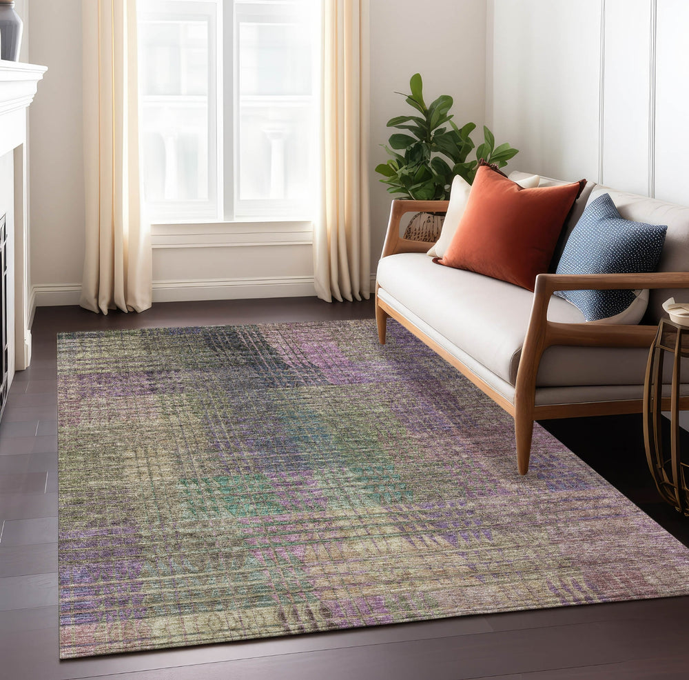 Piper Looms Chantille Triangles ACN828 Plum Machine Washable Area Rug Lifestyle Image Feature