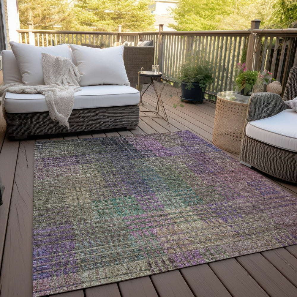 Piper Looms Chantille Triangles ACN828 Plum Machine Washable Area Rug Outdoor Lifestyle Image Feature