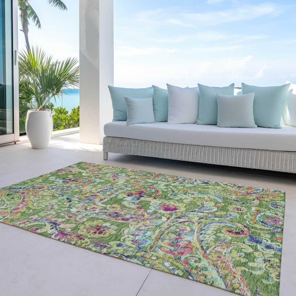 Piper Looms Chantille Paisley ACN834 Fern Machine Washable Area Rug Outdoor Lifestyle Image Feature