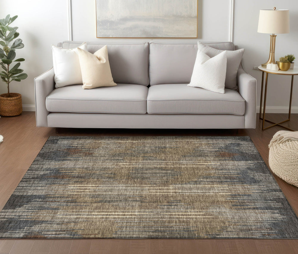 Piper Looms Chantille Stripes ACN893 Taupe Machine Washable Area Rug Lifestyle Image Feature
