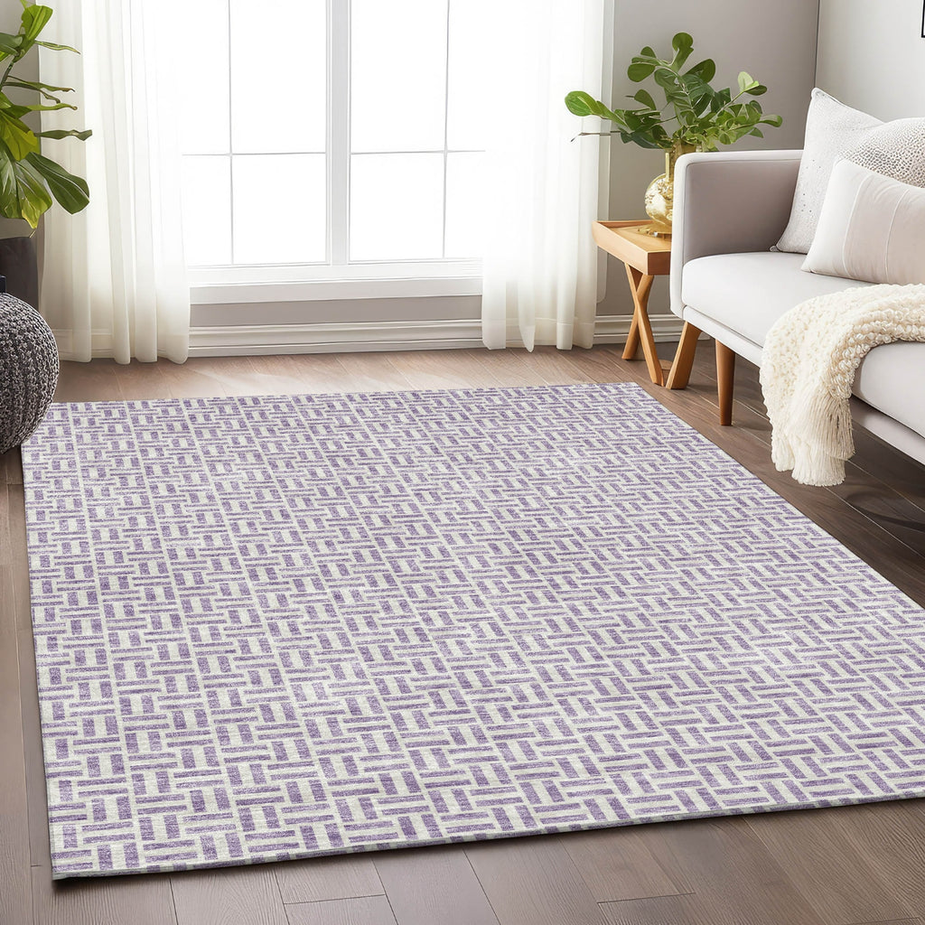 Piper Looms Chantille Geometric ACN911 Lavender Machine Washable Area Rug main image