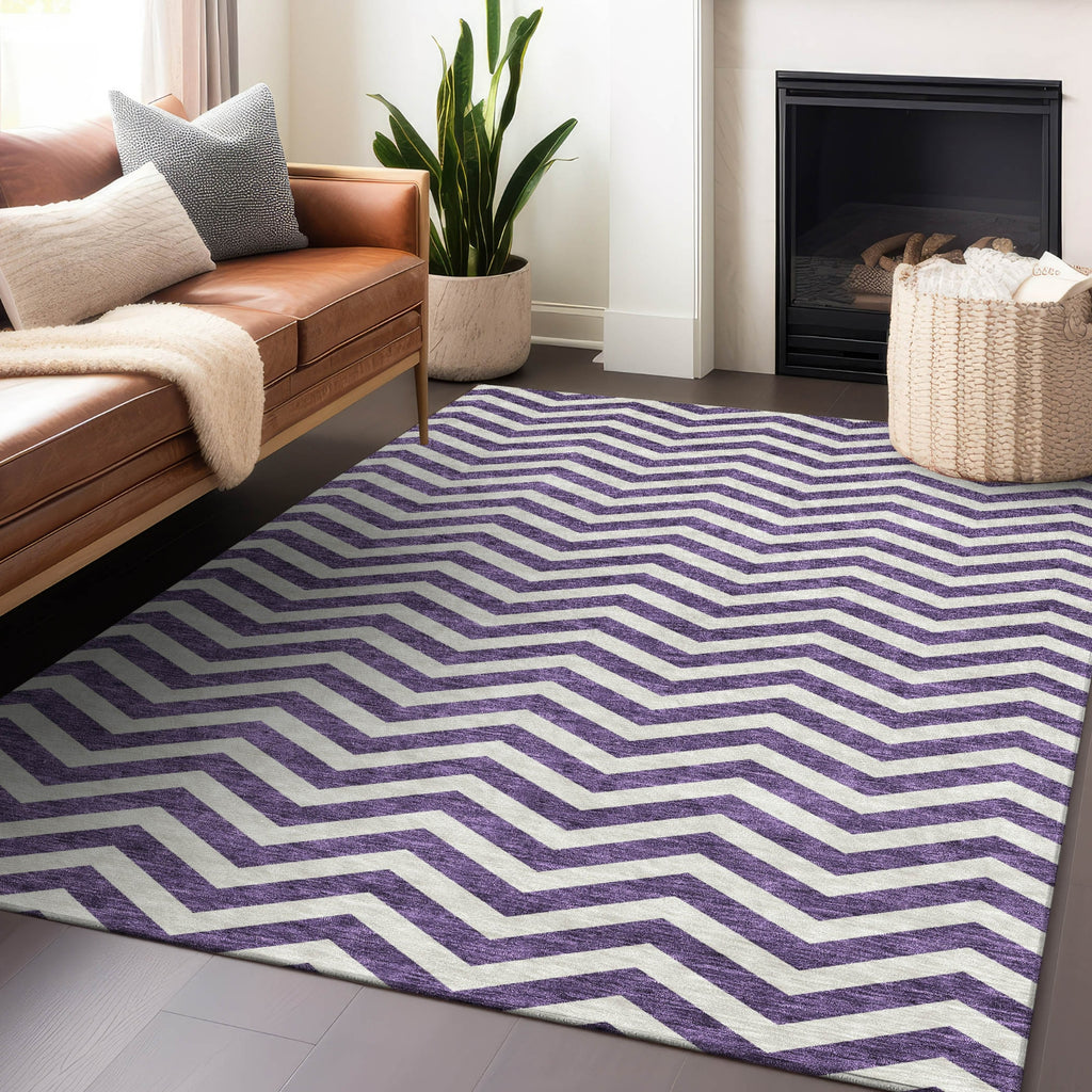 Piper Looms Chantille Chevron ACN922 Purple Machine Washable Area Rug main image
