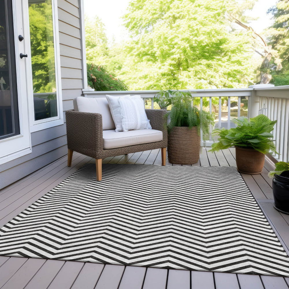 Piper Looms Chantille Chevron ACN934 White Machine Washable Area Rug Outdoor Lifestyle Image Feature