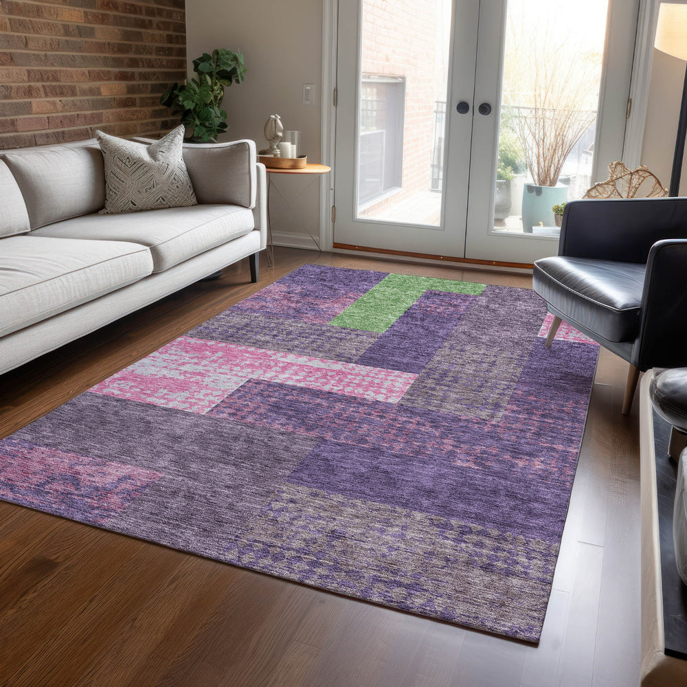 Piper Looms Chantille Rectangles ACN941 Purple Machine Washable Area Rug Lifestyle Image Feature