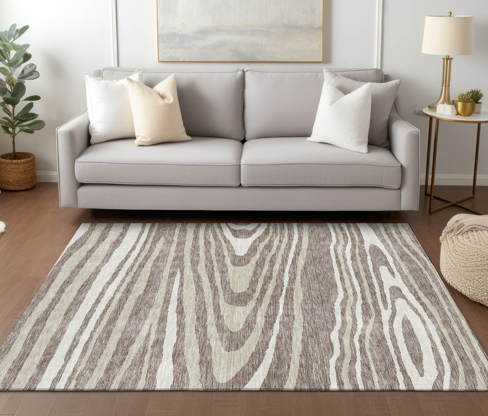 Piper Looms Chantille Nature ACN974 Taupe Machine Washable Area Rug Lifestyle Image Feature
