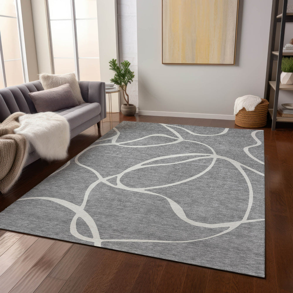 Piper Looms Chantille Swirls ACN999 Gray Machine Washable Area Rug Lifestyle Image Feature