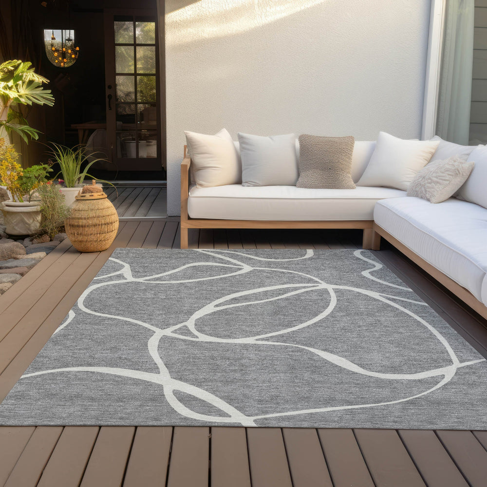 Piper Looms Chantille Swirls ACN999 Gray Machine Washable Area Rug Outdoor Lifestyle Image Feature