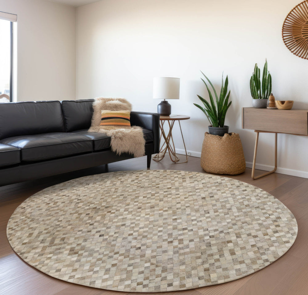 Piper Looms Mayfield Small Diamonds AMF101 Gray Machine Washable Area Rug Round Lifestyle Image Feature