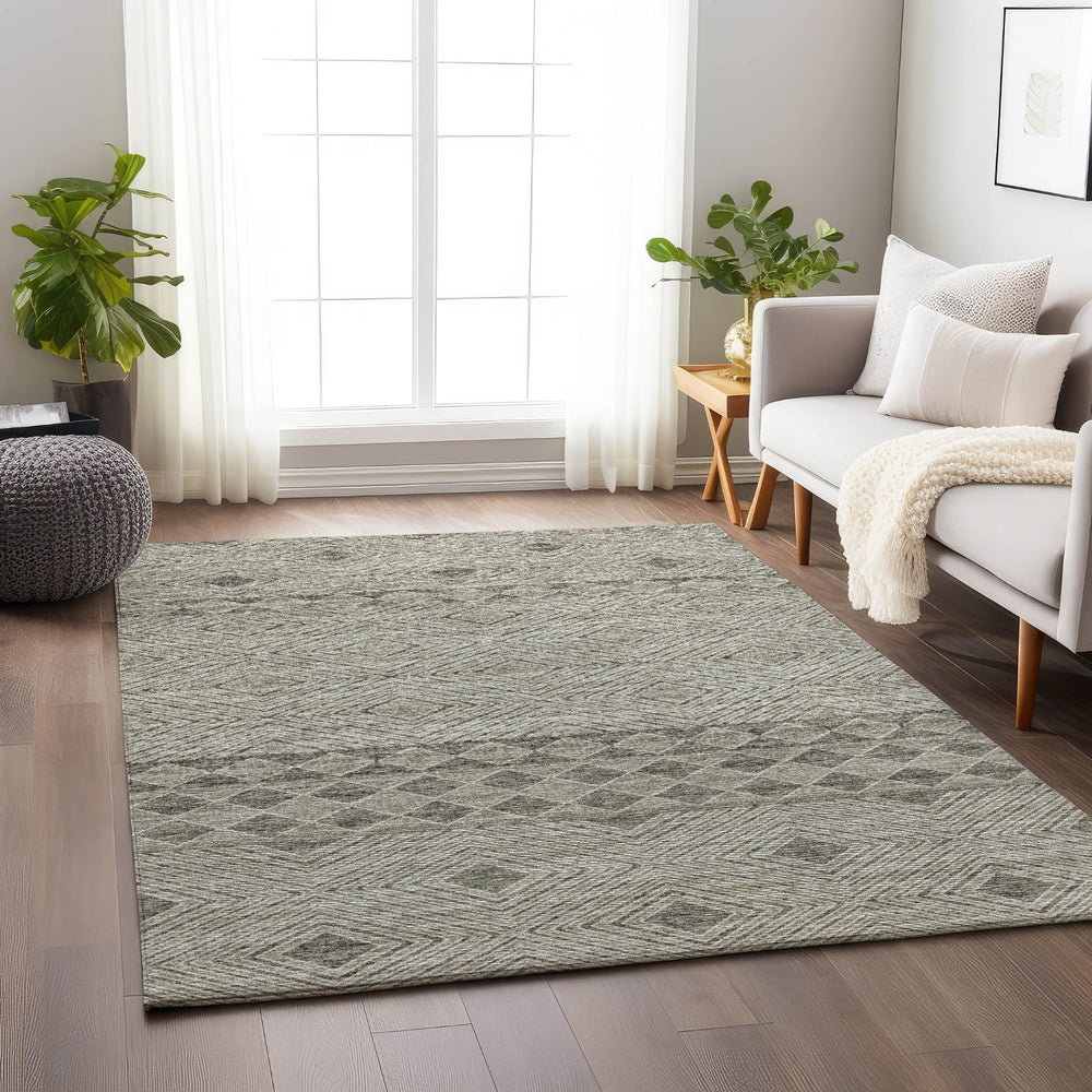 Piper Looms Mayfield Cultural Diamond AMF107 Taupe Machine Washable Area Rug Lifestyle Image Feature
