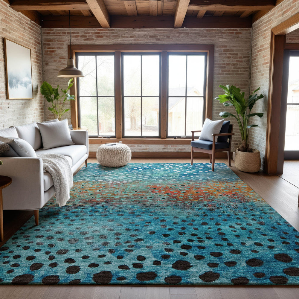 Piper Looms Mayfield Circles AMF1074 Blue Machine Washable Area Rug Lifestyle Image Feature