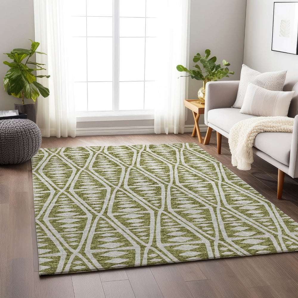 Piper Looms Mayfield Tribal Boho AMF112 Olive Machine Washable Area Rug Lifestyle Image Feature