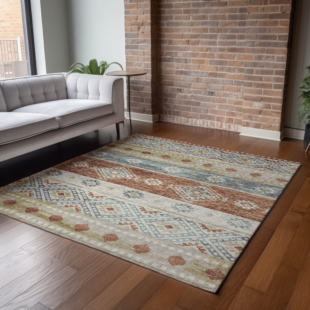 Piper Looms Mayfield Tribal Diamond AMF118 Desert Machine Washable Area Rug Lifestyle Image Feature